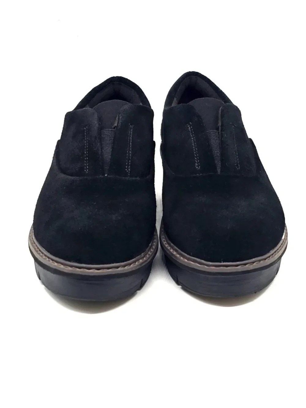 Clarks Airabell Sky Black Suede Slip-on Comfy Platform Wedge Women's Size 8M